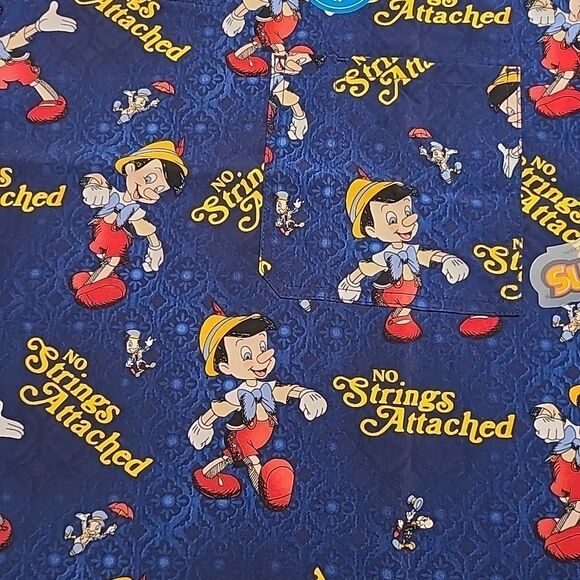 Pinocchio Cherokee Scrubs Shirt Nurse Disney Tooniforms V Neck Mens 3XL NEW NWT - Picture 2 of 7